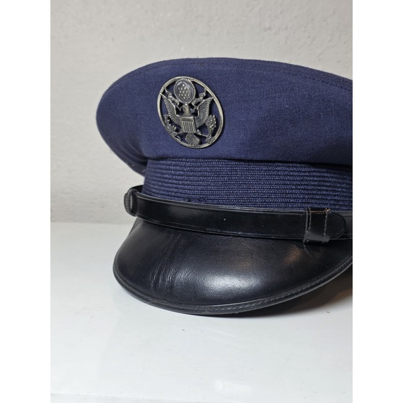 Other - Vintage USAF Air Force Enlisted Service Cap Wire Crown Blue 7 5/8 1950-1970's ?